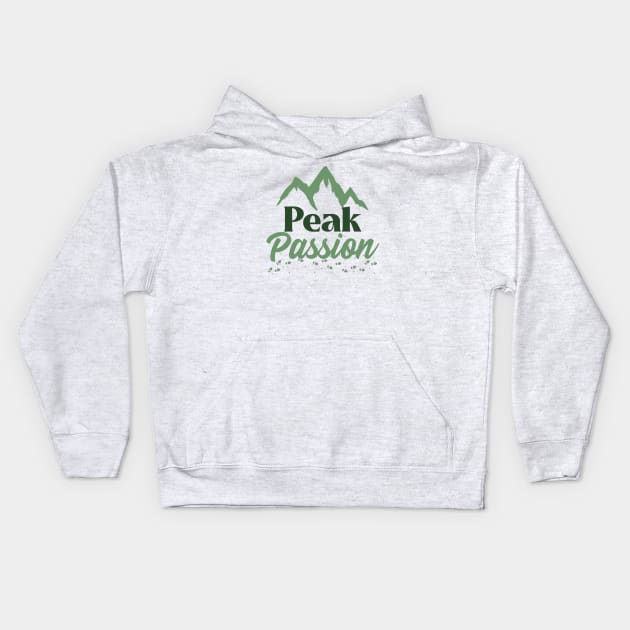 Peak Passion Mountain Trekking Kids Hoodie by MadeWithLove